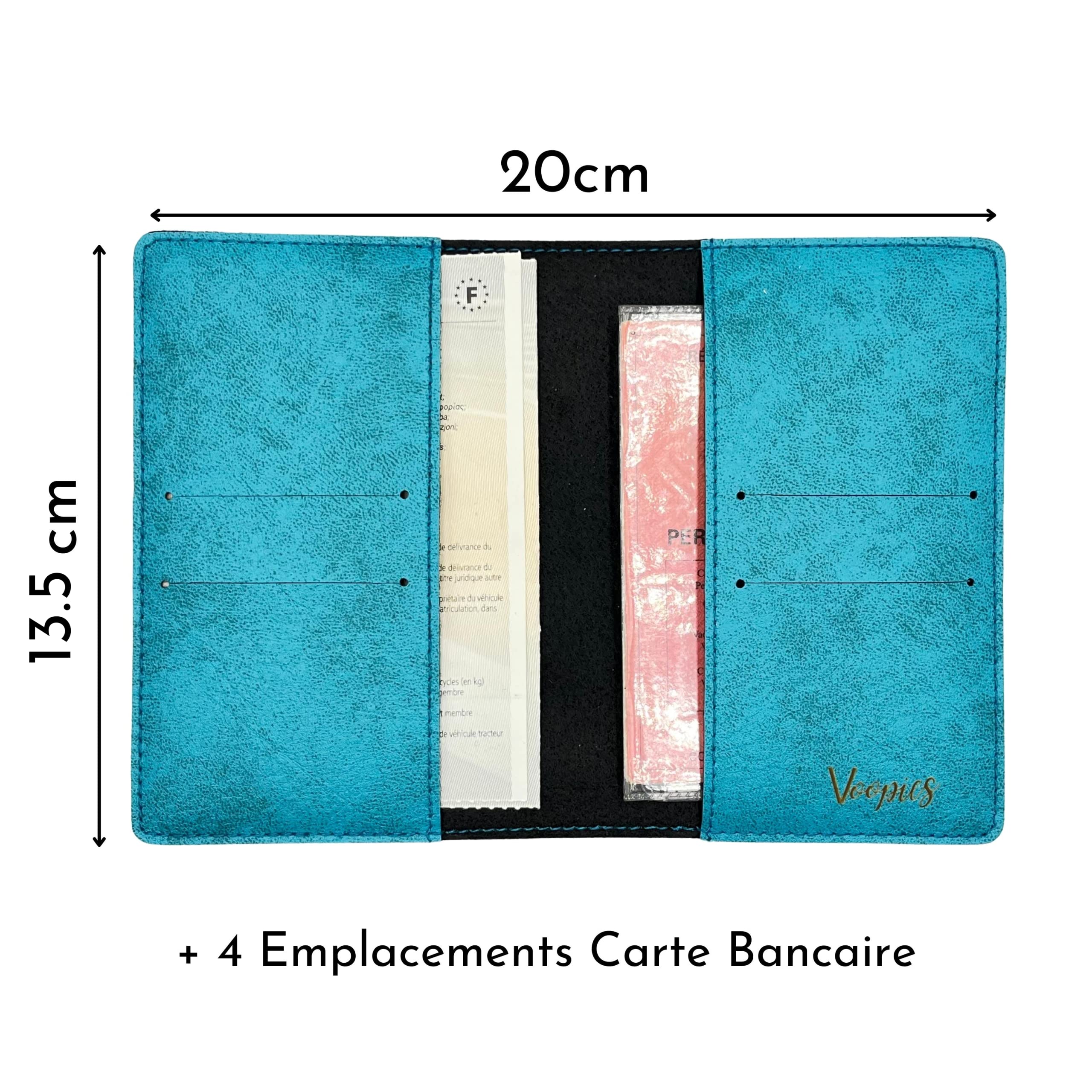 Porte Carte Grise Personnalisé, Pochette Made in France, Étui 100% Personnalisable, Protège Carte Grise Voopies, Protection Carte Grise Cuir. (Bleu Ciel)