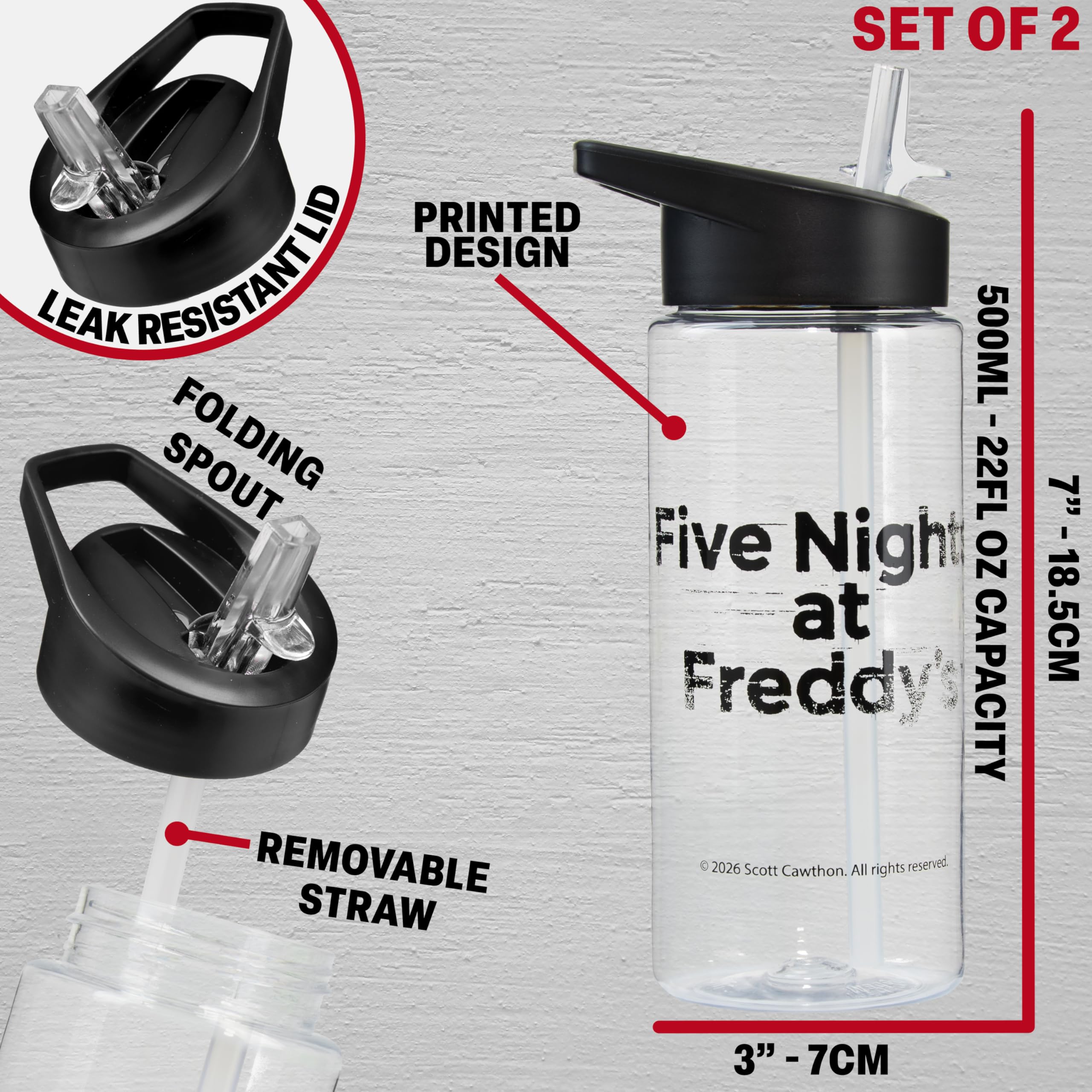 Get Trend Five Nights at Freddy's Sac a Dos avec Gourde Garcon, FNAF Fermeture Eclair Cartable et Gourde sans BPA 500ml, Cadeau Garcon (Multi FNAF)