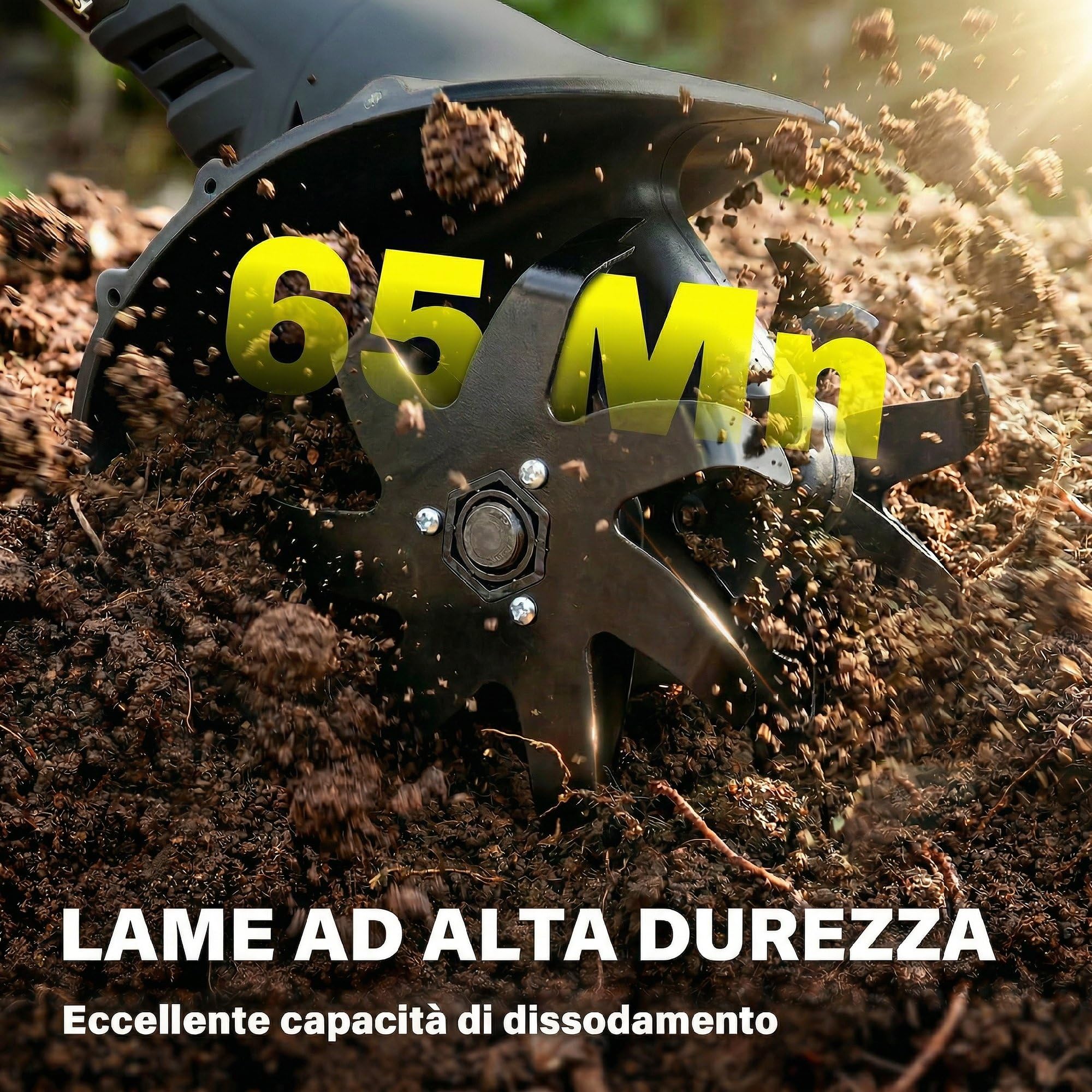 Outsunny Motocoltivatore Cordless 18V, Motozappa 20cm Larghezza, 18cm Profondità, 4 Lame, Manico Regolabile, per Orto, Giardino e Terreni, Batteria e Caricabatterie Non Inclusi