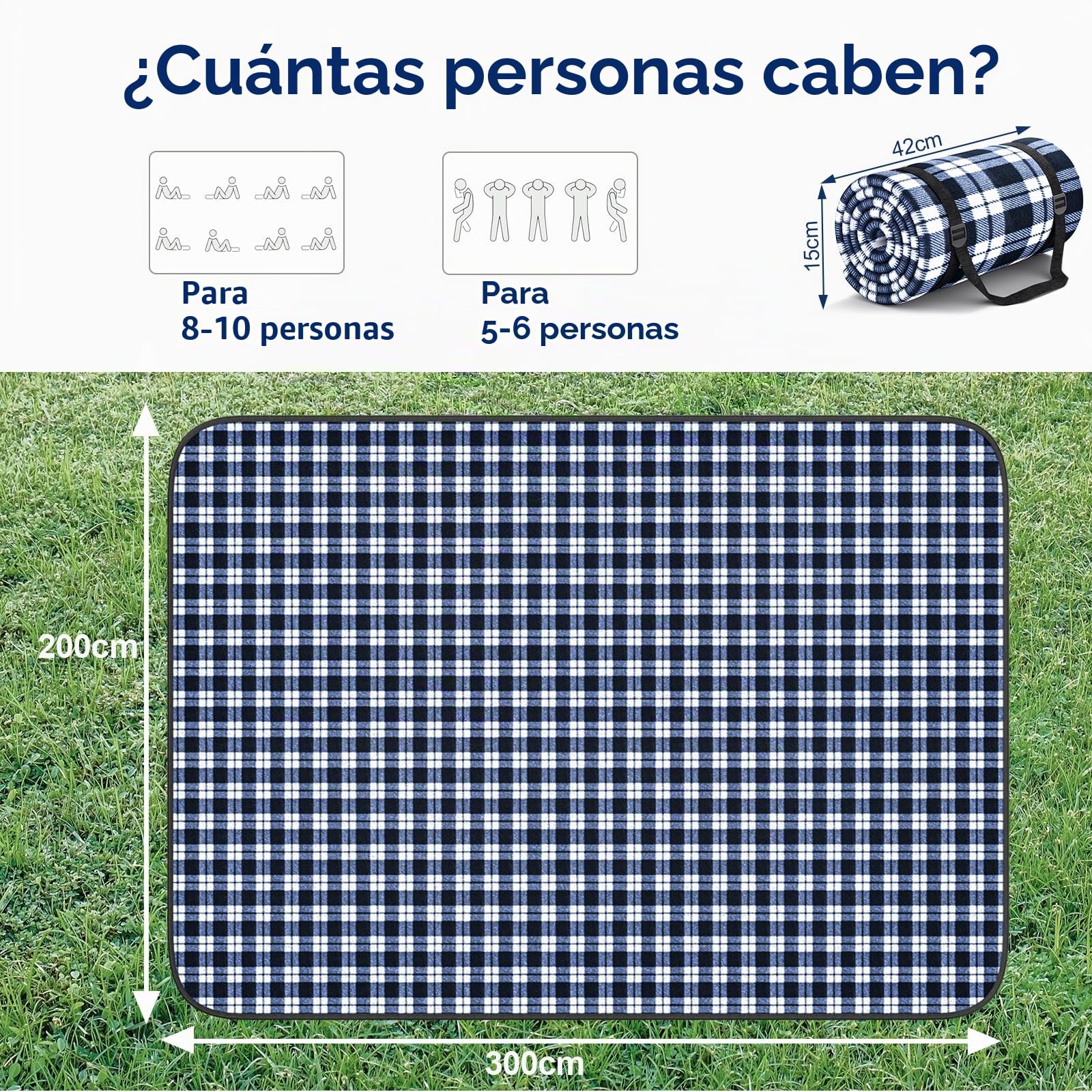 Esterilla Playa 200X300Cm, Manta De Picnic Esterilla Camping Impermeable Plegable Manta Picnic Playa ,Sin Arena, Esterilla Camping, Manta De Baño Para Acampar, Parque, Playa, Picnic