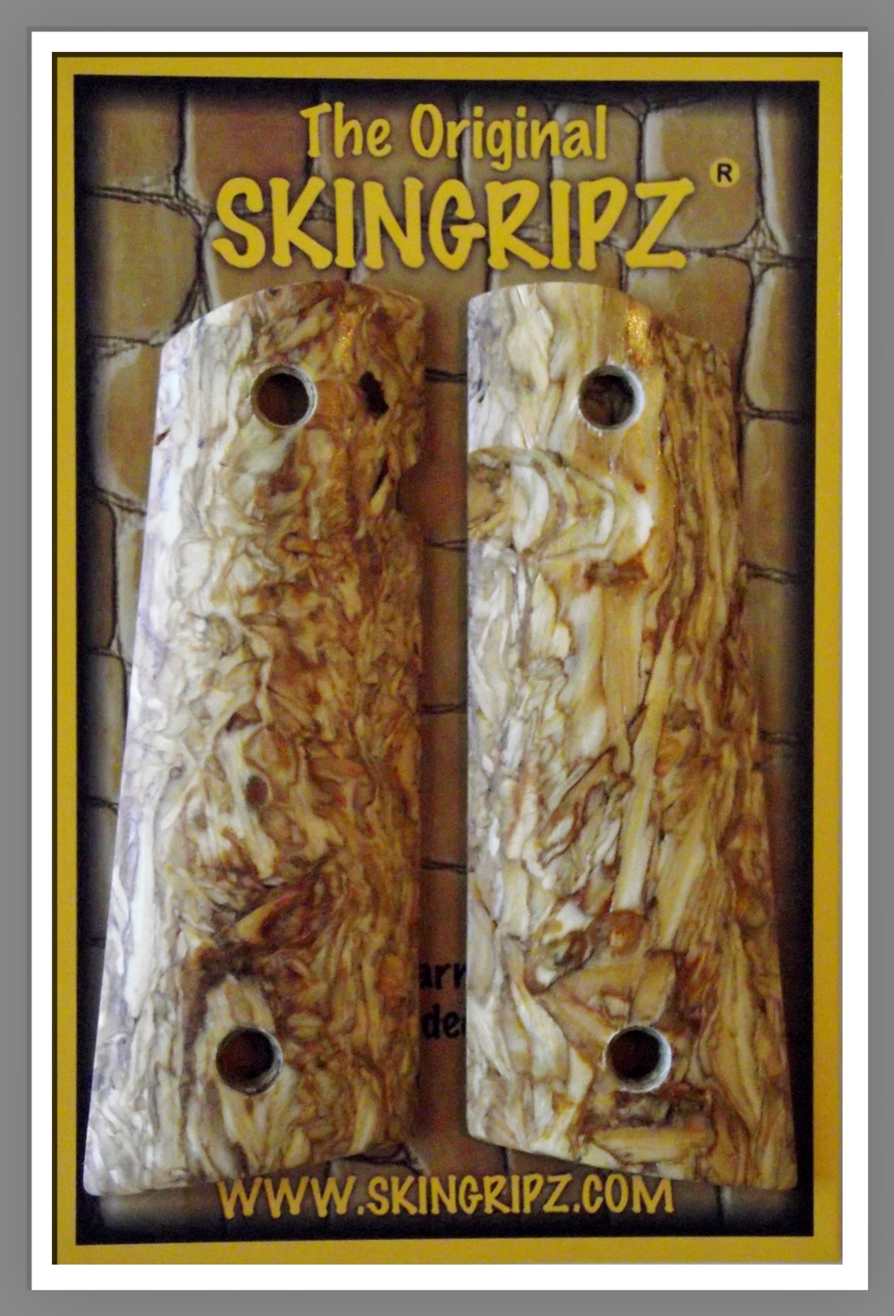 "EXPEDITION" Engineered Wood 1911 Grips (Full Size-Magwell) -Original SkinGripz Brand ! Pistol Grips - Engineered Wood, Light Weight, Made in USA by Veterans !