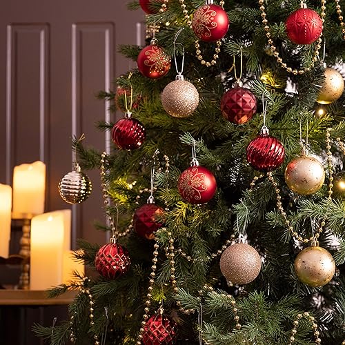 Miniatura 44 de Valery Madelyn Juego de adornos de Navidad para árbol de Navidad, 24 quilates, adornos de bolas inastillables de color azul marino, adorno colgante