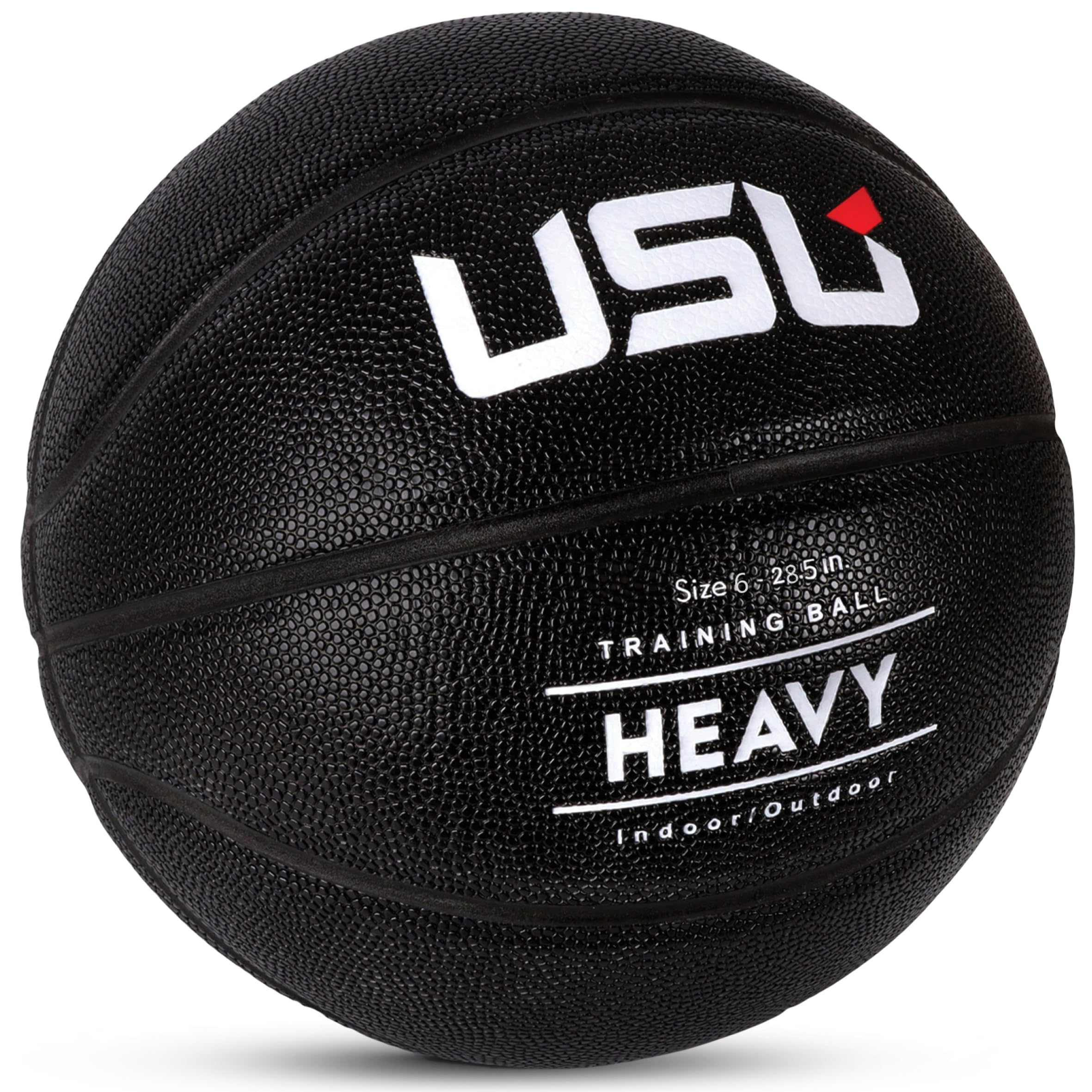 USU Balón de baloncesto con peso, 3 libras, tamaño 7 (29.5 pulgadas) y talla 6 (28.5 pulgadas), altamente duradero, entrenamiento en interiores y exteriores, piel sintética de alta calidad, tamaño