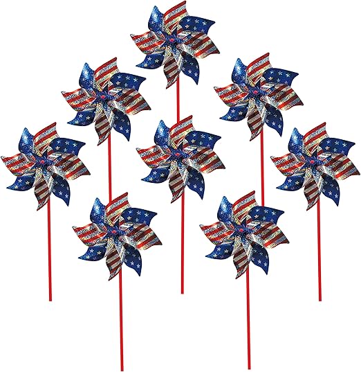 In the Breeze 2749 Stars and Stripes Pinwheel, 8-Inch, Stars & Stripes / 8 Pieces