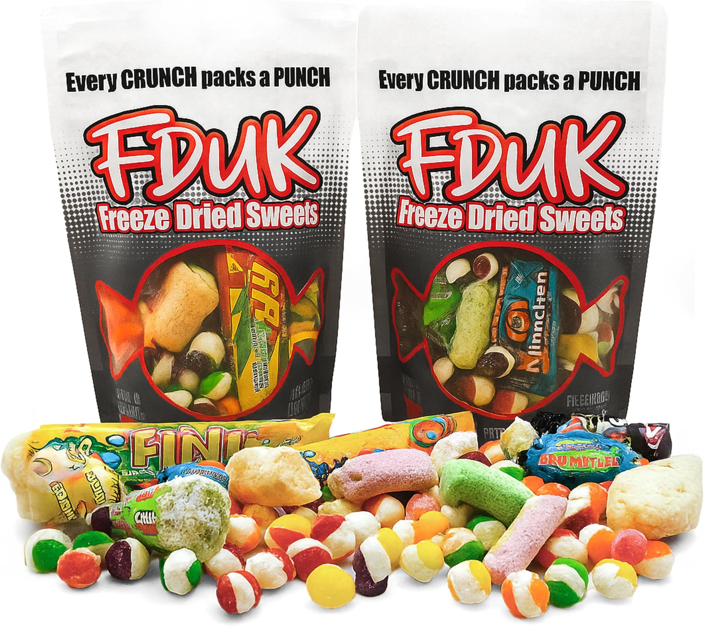 FDUK Freeze Dried Sweets Pack of 2 - Sour Sweets & Halal Sweet Mix - 2 Bags x 100g Each - Crunchy, Vibrant Flavours for Birthdays & Parties - As Seen on TikTok - Candy for All Ages