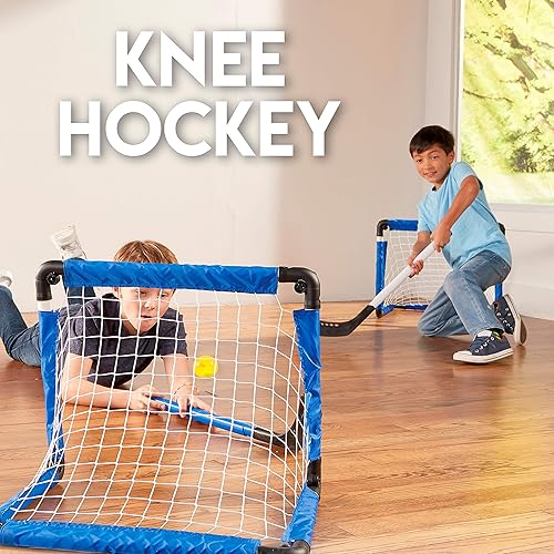 Miniatura 11 de Franklin Sports Conjunto deportivo de mini portería para interiores, juego de portería para interiores 3 en 1 para niños, mini hockey de piso,