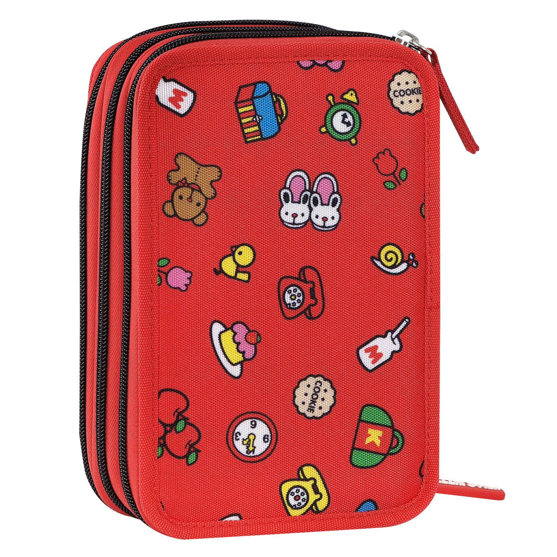 HELLO KITTY - Astuccio Scuola Ufficiale Hello Kitty, Astuccio 3 Scomparti Bambino e Bambina con Set Cancelleria, Penna Cancellabile Blu e Pratica Chiusura a Zip, 20x13Hx7 cm