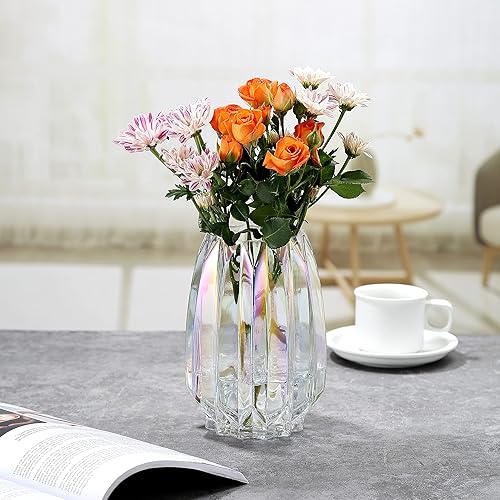 Miniatura 10 de Jarrón de cristal morado y rosa moderno para flores, velas y detalles decorativos, florero de vidrio altocorto para centros de mesa, decoración de