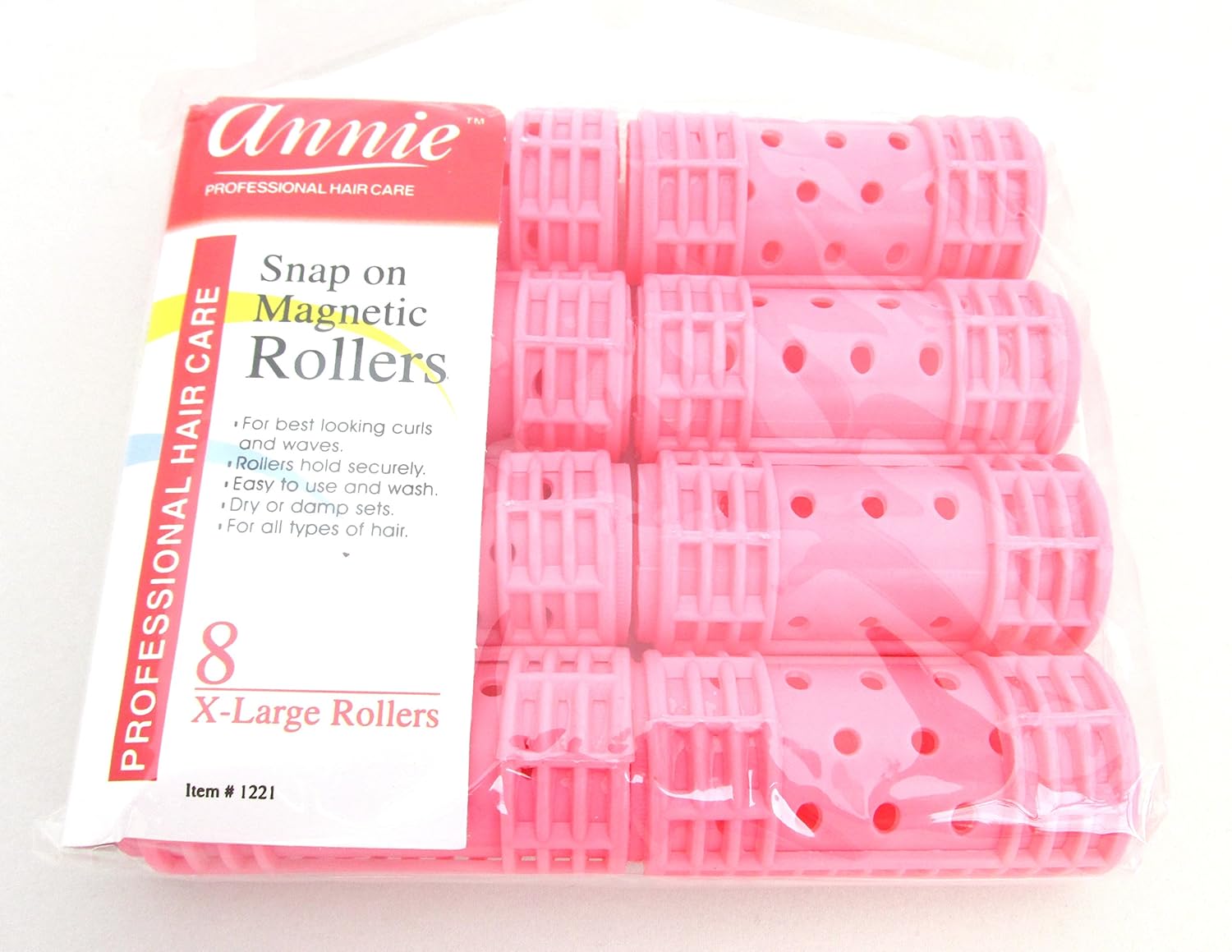 Annie Snap On Rollers 1 1/8" Pink 8 pack Beauty