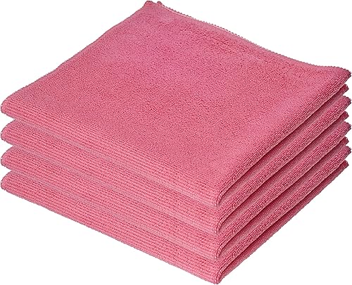 Superio Paño de limpieza de microfibra rosa para automóviles, cocina, baño, 16 x 16 pulgadas, trapos sin pelusa para limpiar la casa, lavable,