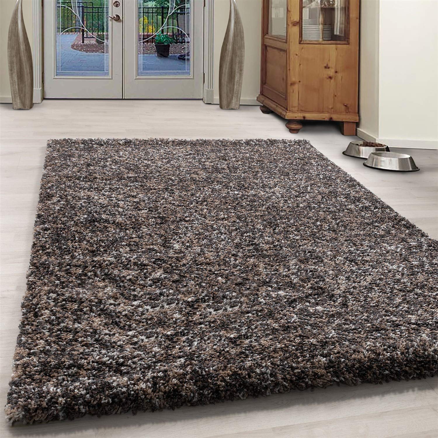 Bravich Small Taupe Grey and Beige Brown Mix Blend Pattern Design Mix Thick Shag 5cm Super Soft High Deep Pile Shaggy Area Rug/Living Room Rug Carpet 60x110 cm (2ft x 3ft7) — image 1
