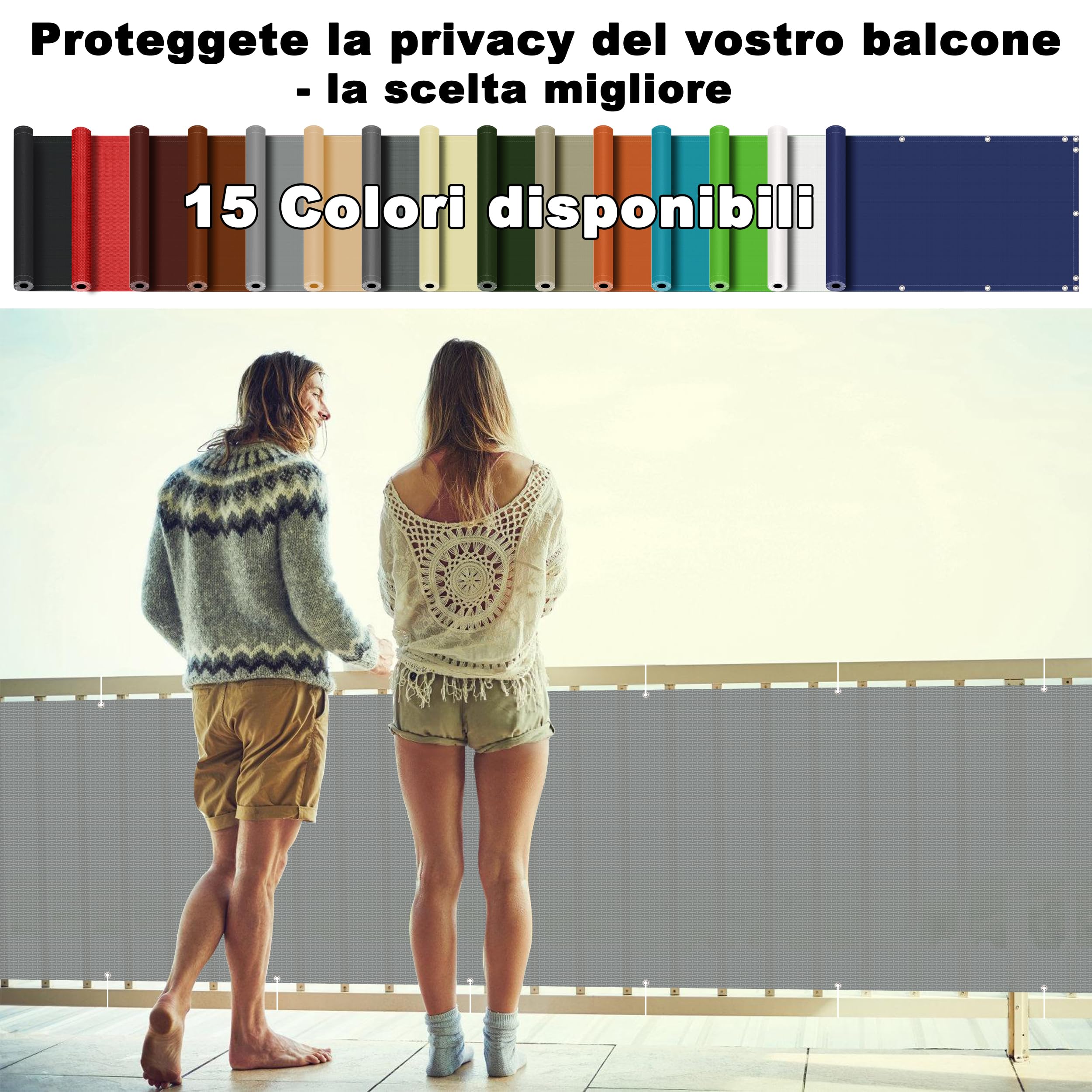 Copri Balcone Grigio Chiaro 145x700cm, Protezione dai Raggi UV - Antistrappo Privacy Giardino Esterno con Fascette, Facile da Montare per Patio Giardino