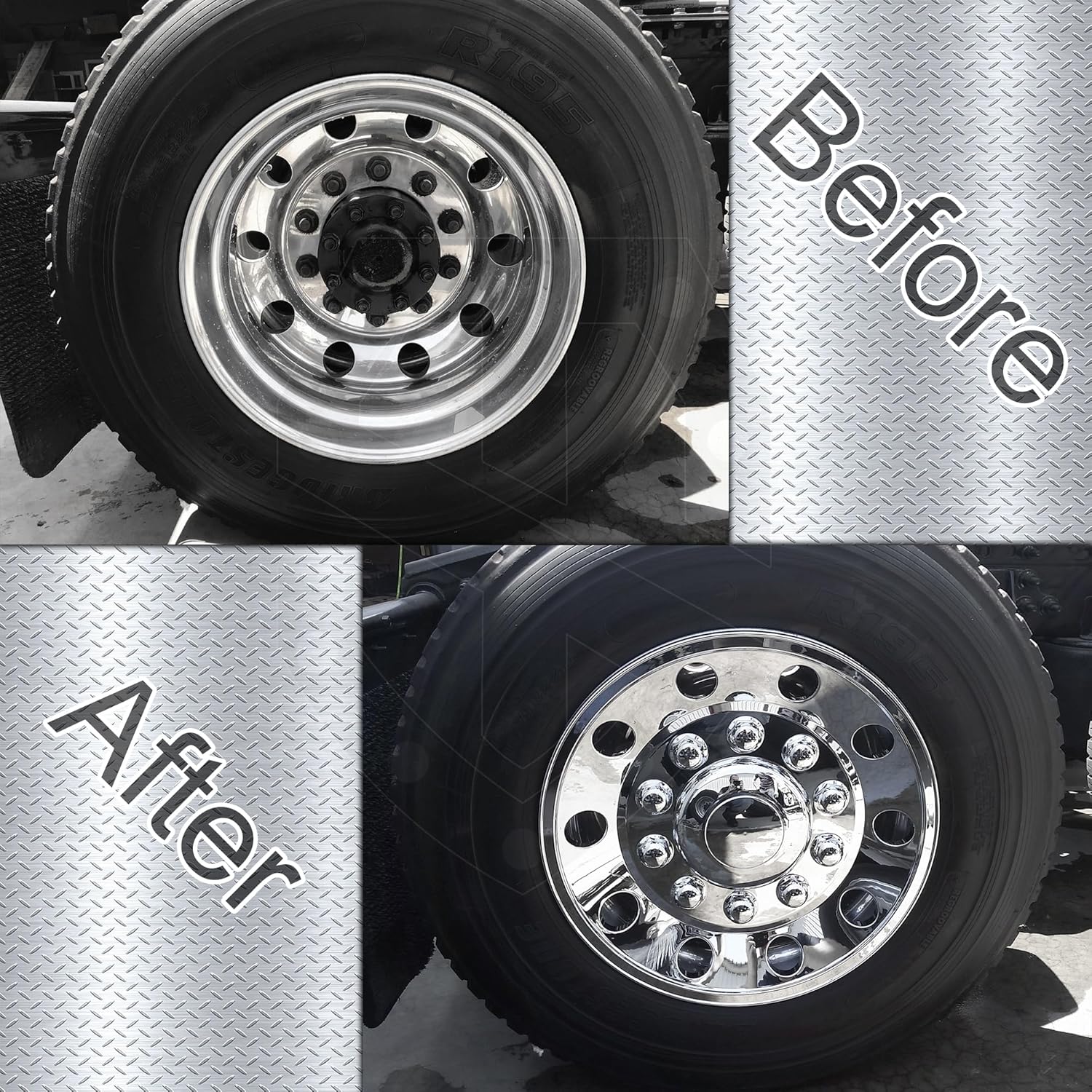 22.5" Chrome ABS Plastic Rear Wheel Simulator Cover - Durable, Lightweight, and Stylish for Trucks with Easy Installation