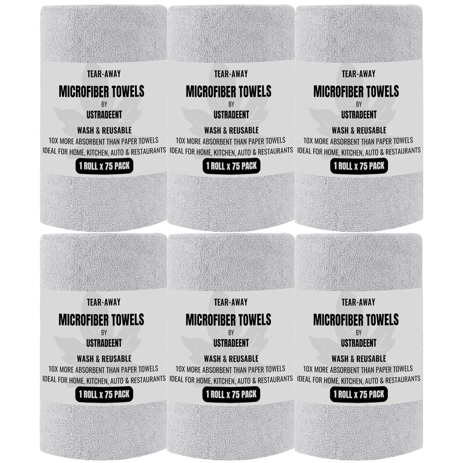Microfiber Cleaning Cloth Roll -75 Pack Tear Away Towels 12 x 12 Reusable Cleaning Rags Microfiber Towels for