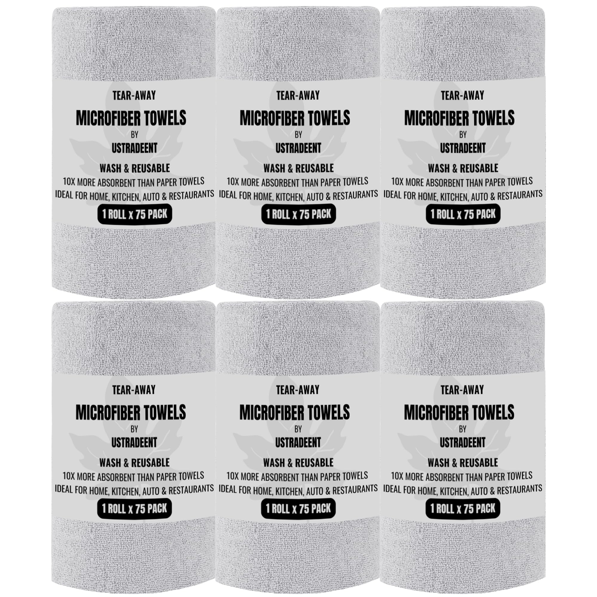 Microfiber Cleaning Cloth Roll -75 Pack Tear Away Towels 12 x 12 Reusable Cleaning Rags Microfiber Towels for