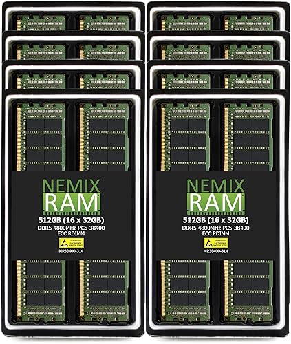 NEMIX RAM Kit de memoria de servidor registrado DDR5 4800MHZ PC5-38400 1Rx4 1.1V CL40 288-PIN ECC RDIMM compatible con ASUS 2U4N servidor de