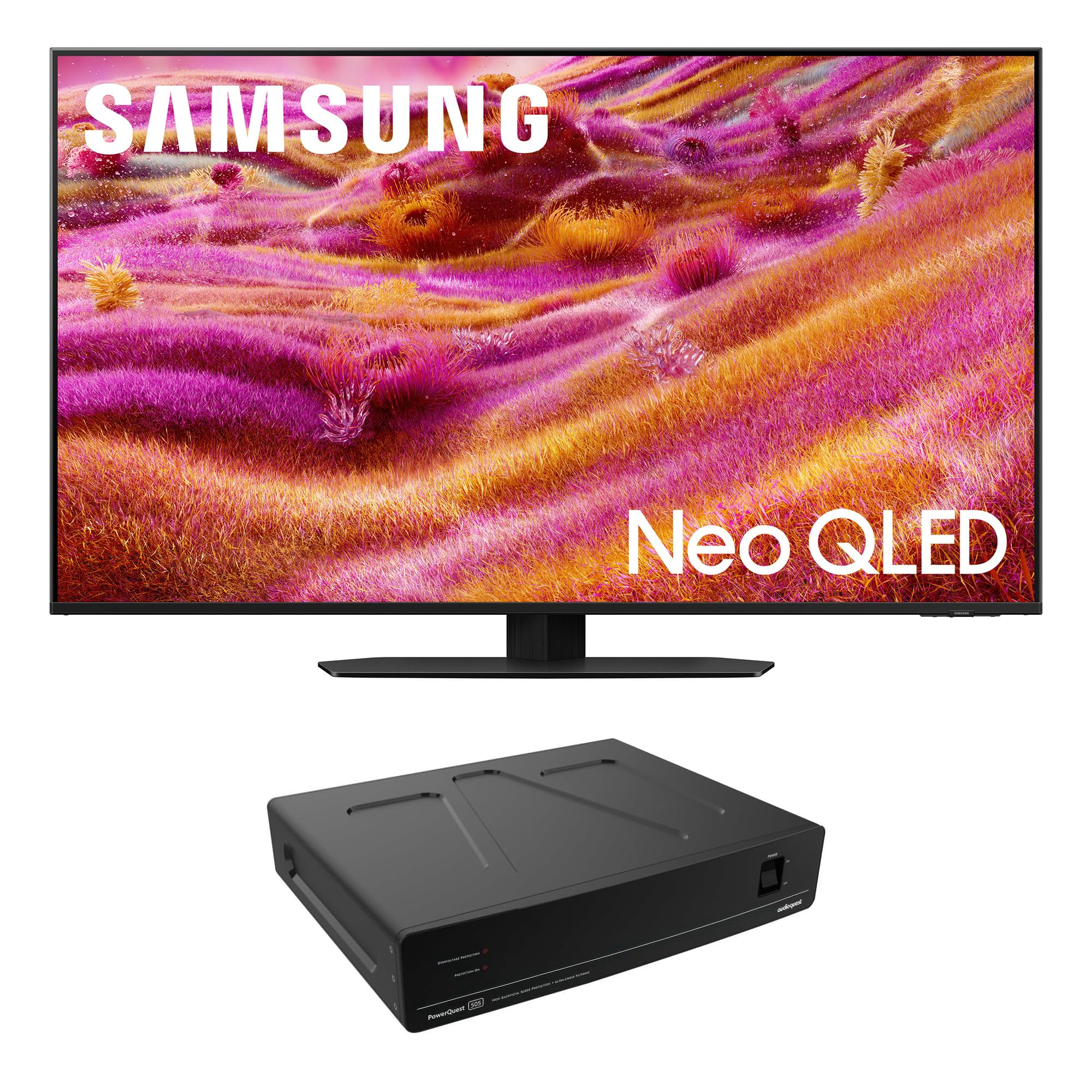 Samsung QN50QN90FAFXZA 50 Inch Neo QLED 4K QN90F Vision AI Smart TV with an AudioQuest PQ505NA PowerQuest 505 12 Outlet Surge Protector (2025)