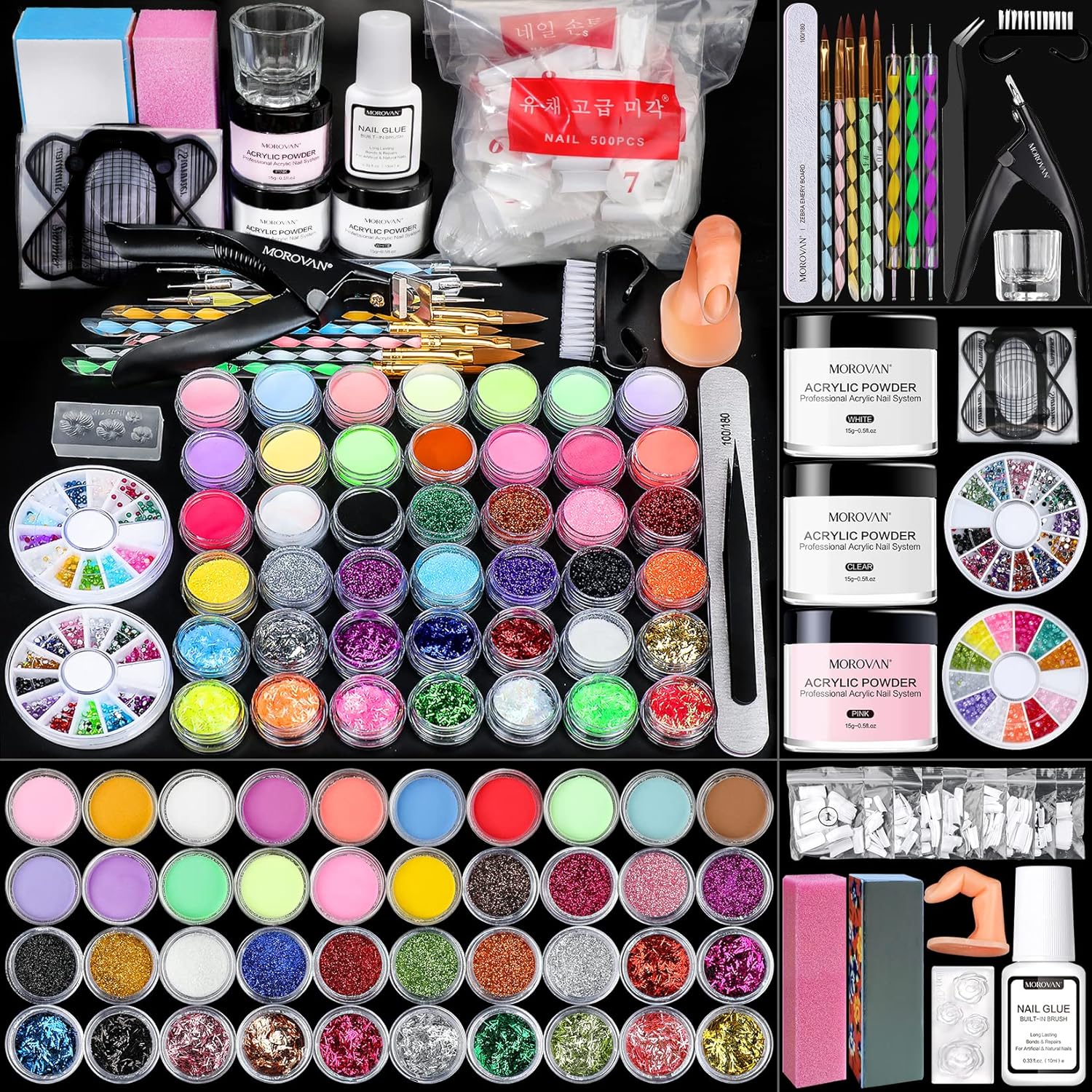 Morovan Acrylic Nail Kit For Beginners 42 Colors Acrylic Nails
