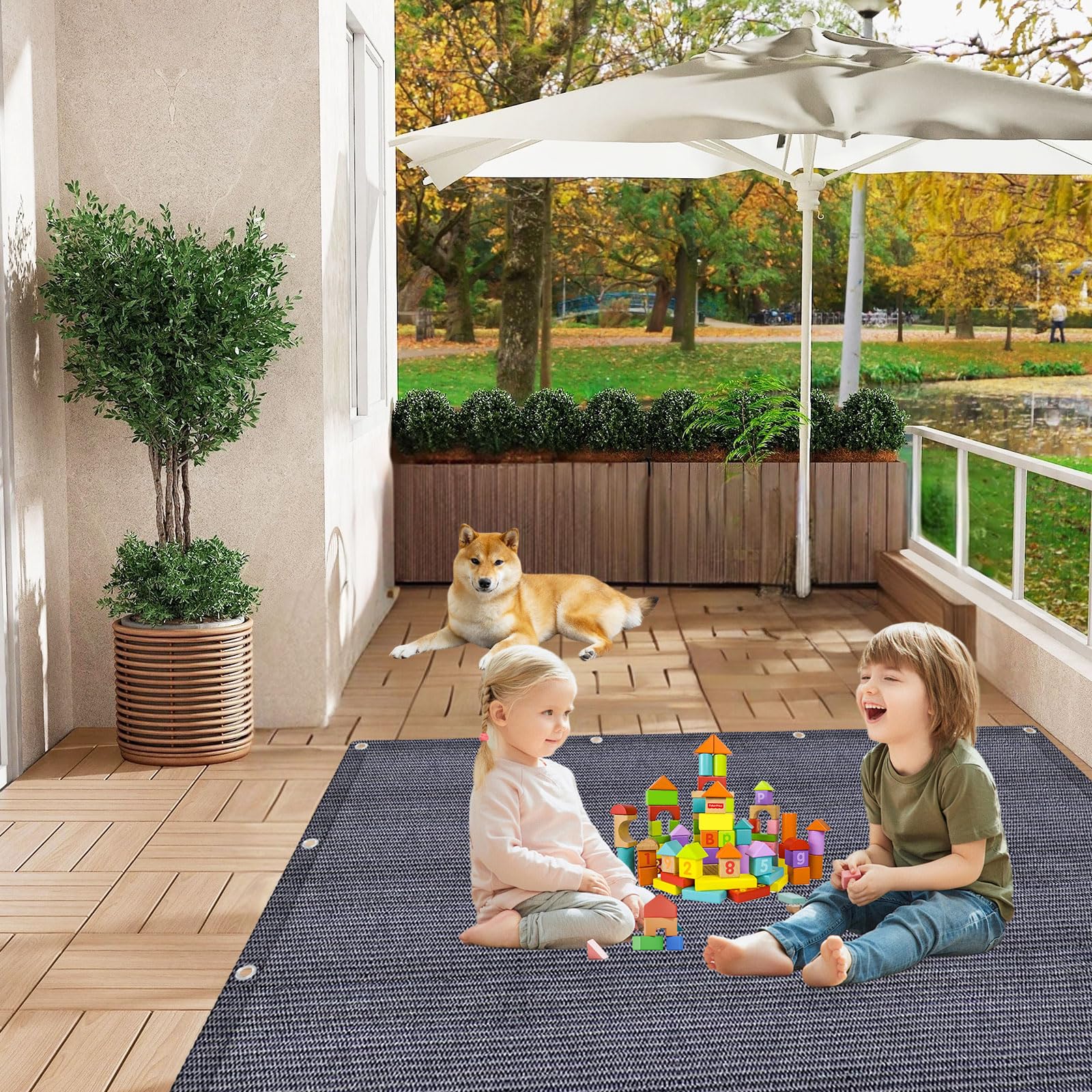 KOIUEYW Tapis D'auvent - Tapis de Camping D'extérieur Résistant aux Intempéries, avec Sac de Transport