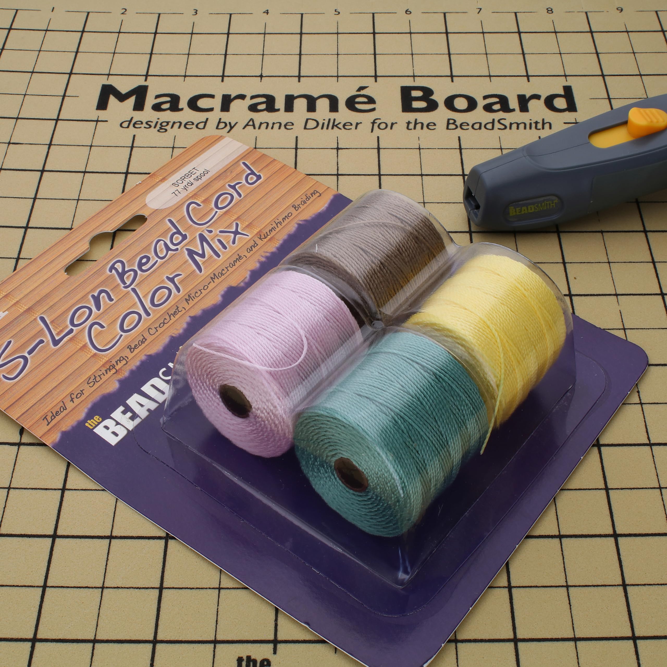 The Beadsmith S-Lon # 18 - Filo di nylon Sorbet Mix - Tex210 Cord, diametro 5 mm, confezione da 4 bobine da 70 m - per infilare perline, uncinetto, gioielli micro-macramè e progetti kumihimo