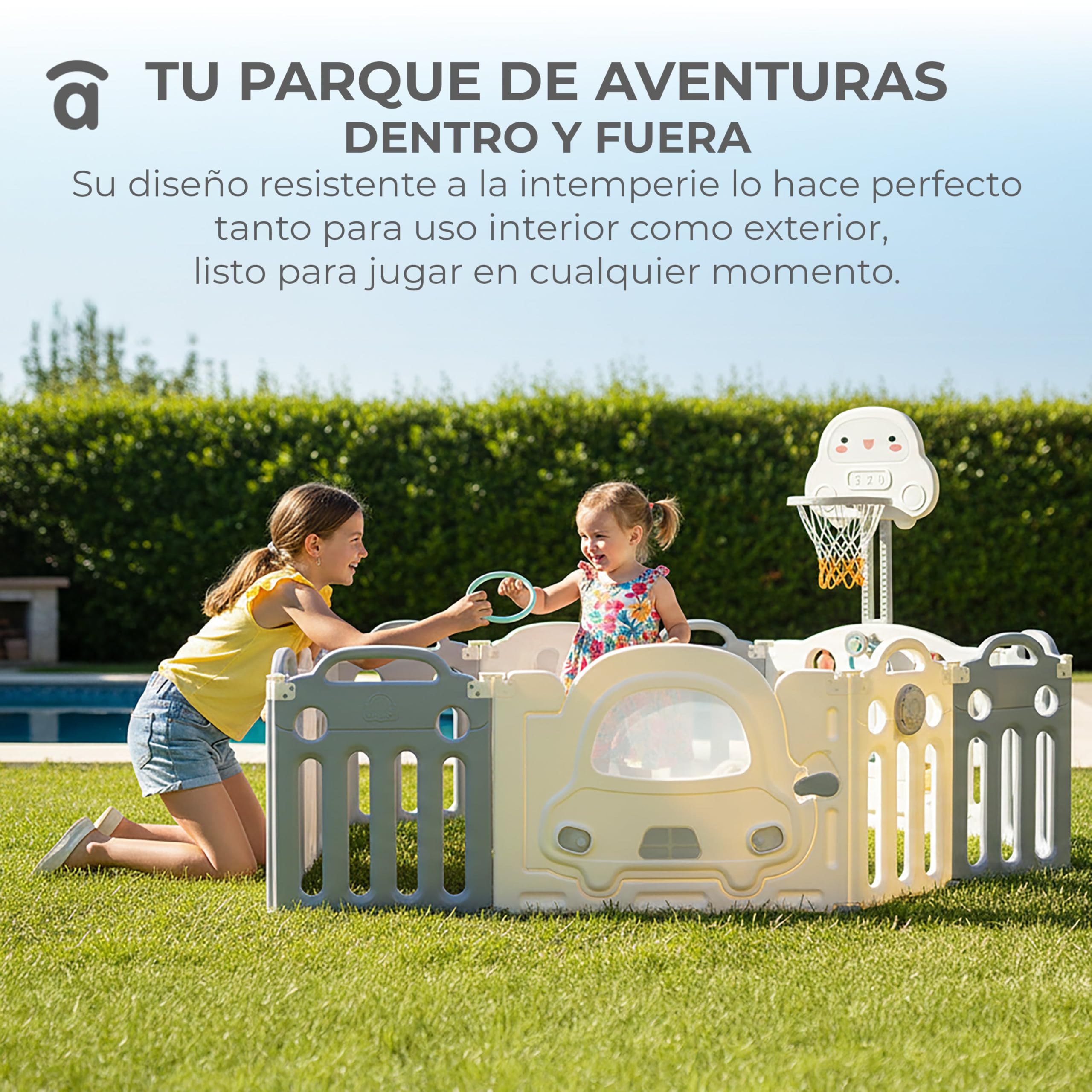 Asalvo Parque Bebé XL 160x120 cm con Canasta y Aros | Corralito Bebé Modular con 12 Paneles y Ventosas Antideslizantes | Parque Infantil Interior Exterior Montessori