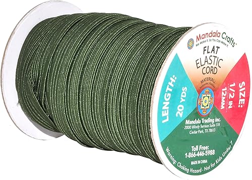 Vista 374 de Mandala Crafts - Rollo de cordón elástico plano para costura y manualidades Beige