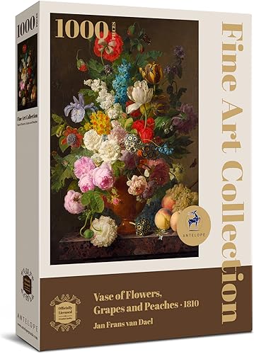 Miniatura 2 de Antelope - 1000 Piece Puzzles for Adults - Vase Flower Grapes Peaches Jigsaw Puzzle 1000 Pieces, Jan Frans Van Dael Officially Licensed, High