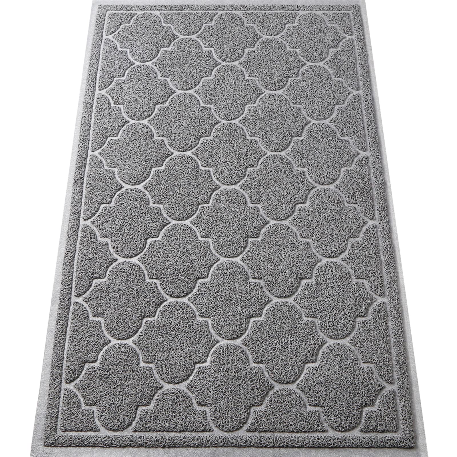 LuxStep Door Mat Large Indoor Outdoor Doormat, Non-Slip Low-Profile Design Front Door Welcome Mat for Entryway,Patio,Garage,High Traffic Areas,(Light Grey, 17"x30")