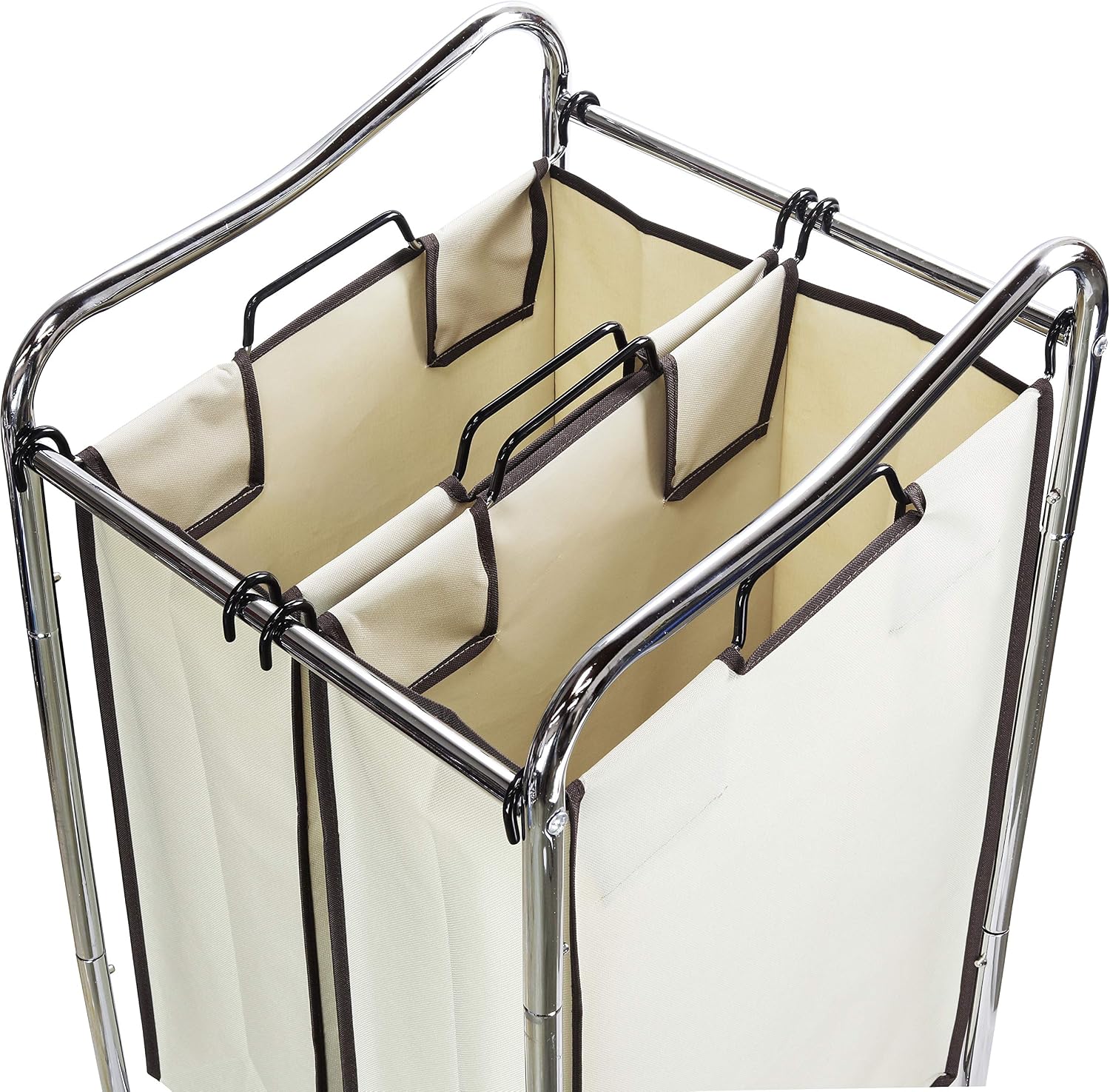 SimpleHouseware 2-Bag Heavy Duty Rolling Laundry Sorter Cart, Chrome