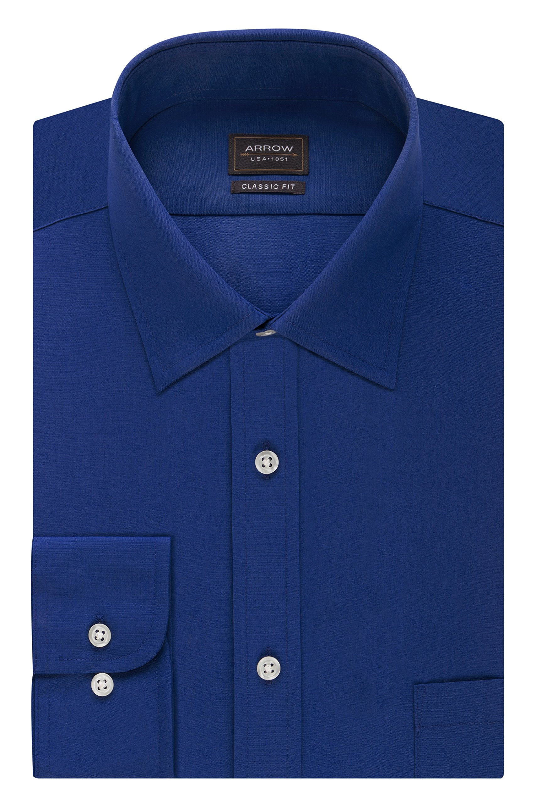 Arrow 1851 Men's Dress Shirts Regular Fit Solid Poplin