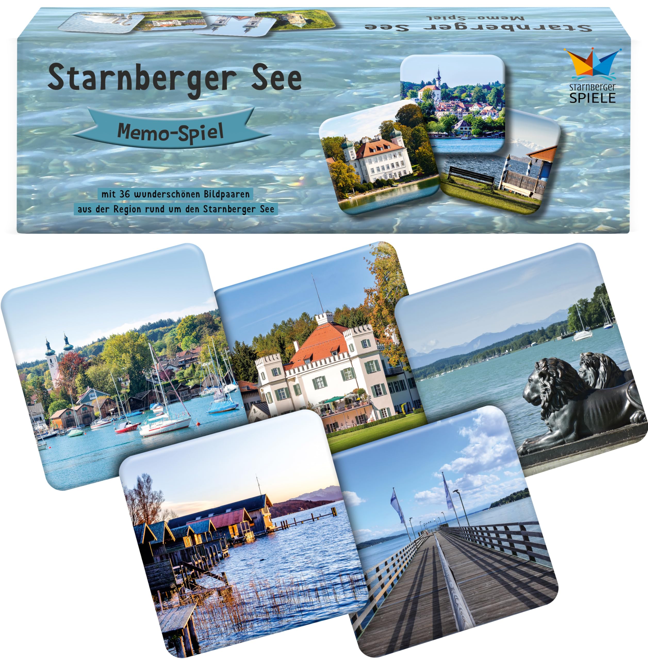 Starnberger Spiele - Starnberger See Memospiel - Kartenspiel für Erwachsene und Kinder ab 6 Jahren - Geschenk für Seeliebhaber