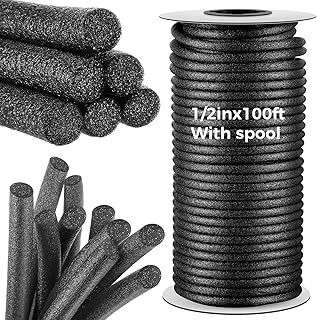 1/2 Inch x 100 ft Foam Backer Rod for Gaps Joints Concrete Crack Filler Caulk Saver Bulk Foam Backing Rod Concrete Filler Rope for Weather Stripping Door Seal (Black)