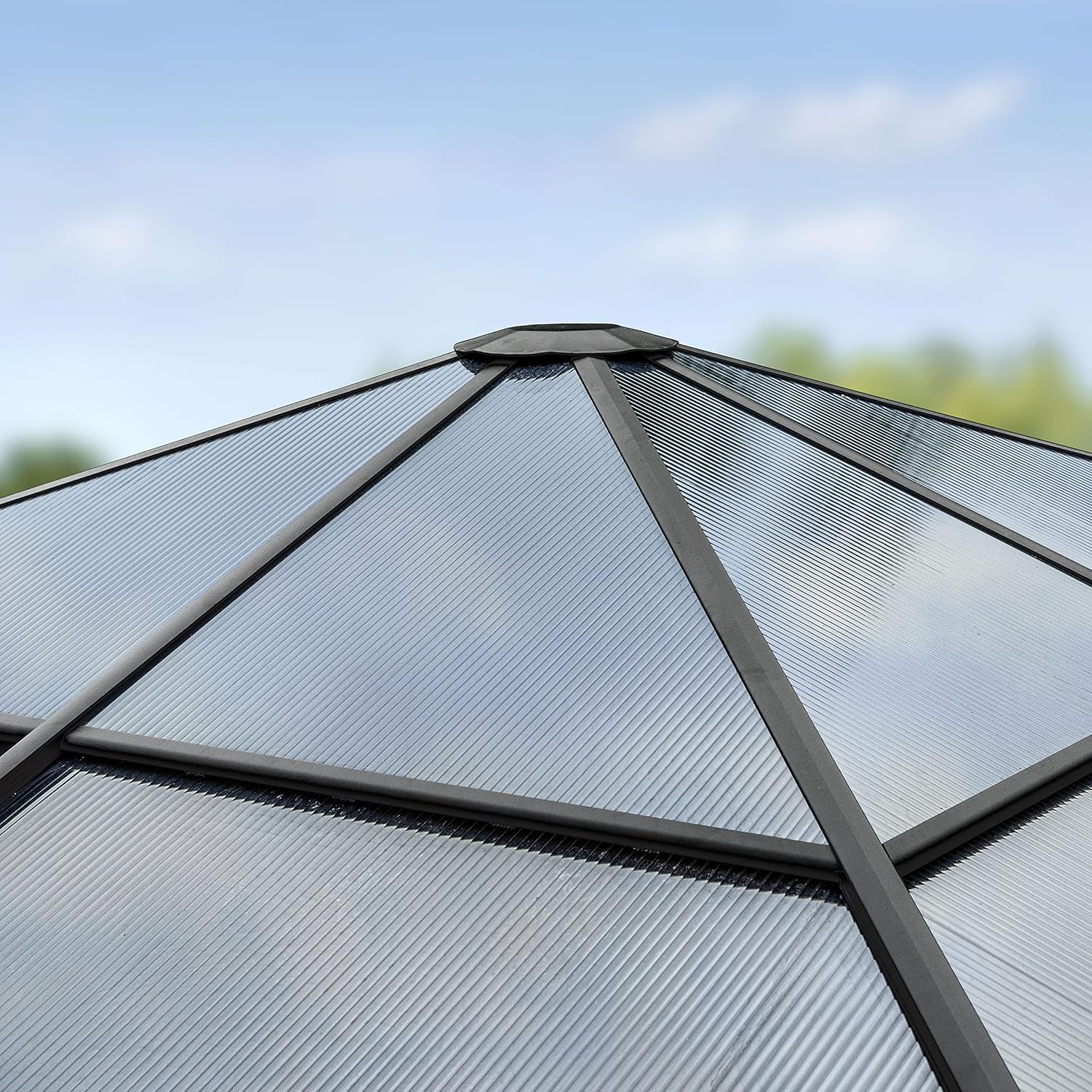 TOOLPORT Hardtop Gazebo 10x10 ft with Aluminum Frame and Approx. 8 mm Polycarbonate Roof