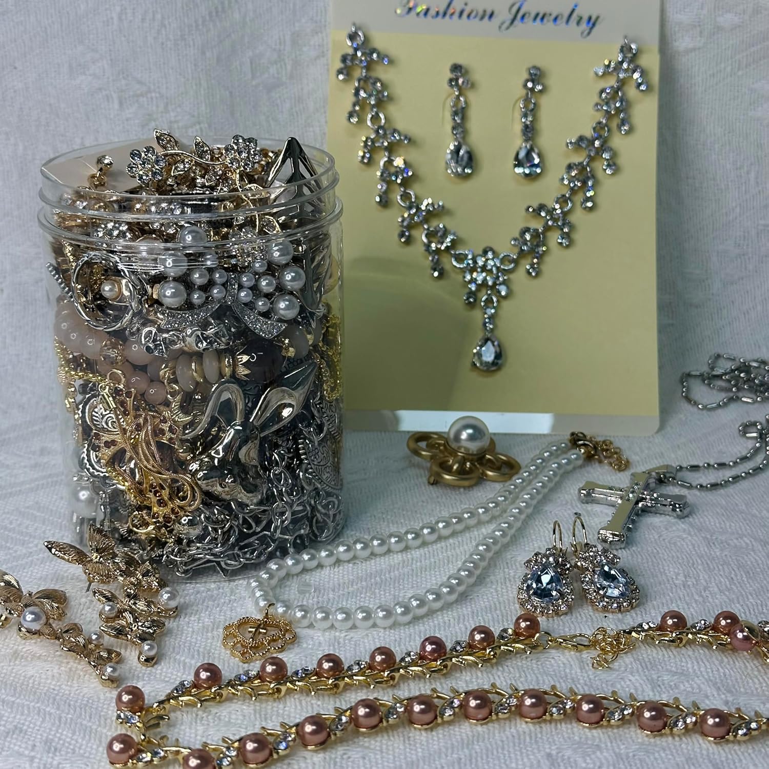Mystery Jewelry Jar for Women, Gothic Witchy Jewelry Gift Set(Goth Boho Mixed Punk Everyday Necklaces,Earrings, Rings,Bracelets/Bangles),Valentines Day Gifts,Unique Alternative Fashion Romantic Present for Her