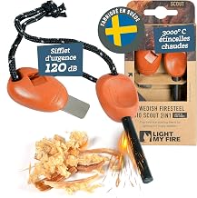Light My Fire Survival Fire Starter - Fire Stone with Ferrocerium Rod - Fire Steel - Bushcraft Equipment - Magnesium Fire Starter 2-in-1 for Campfires 3000 Uses