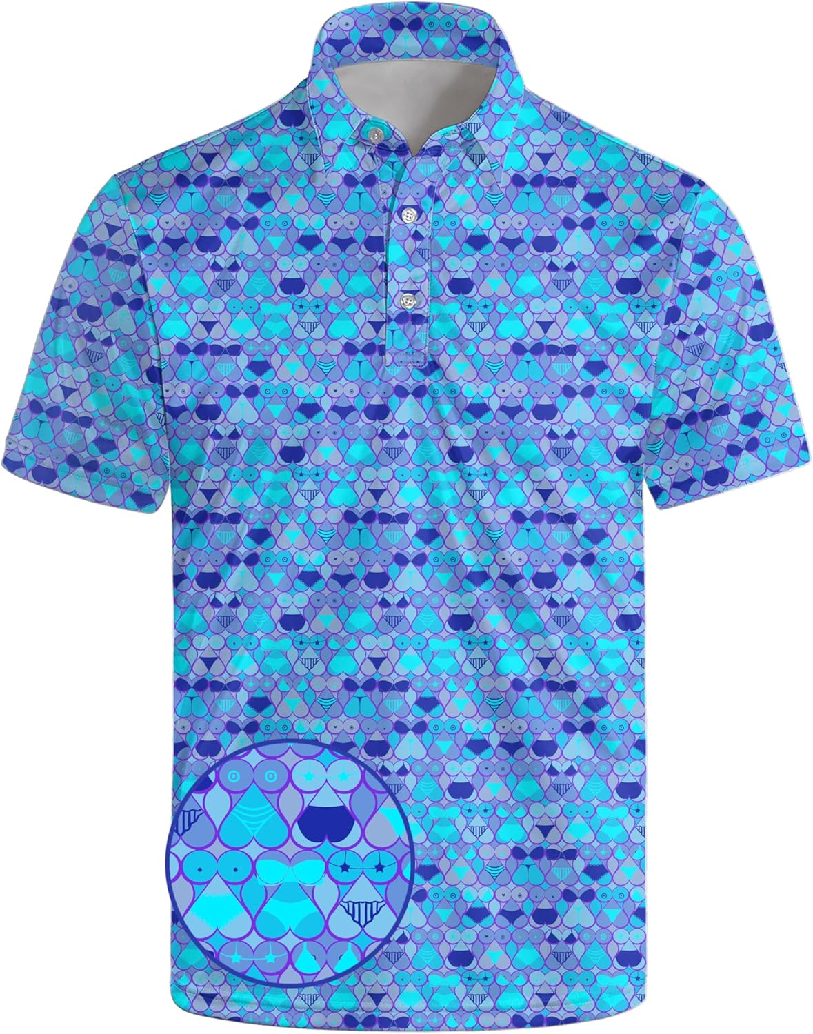 Funny Golf Polos for Men Funny Print Short Sleeve Shirts Quick Dry Polo Shirts Hawaiian Shirt Performance Golf Outfits