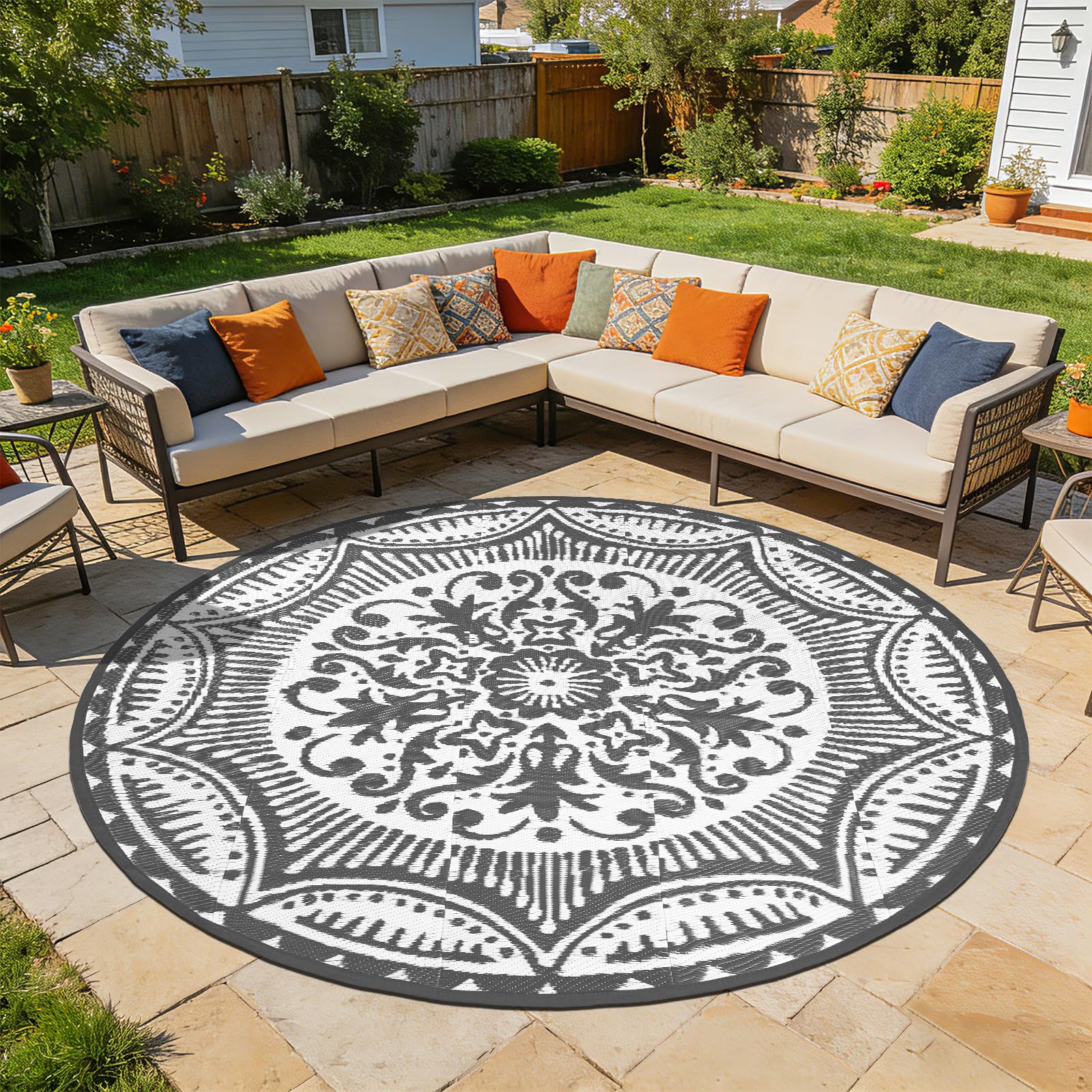 Capslpad 8x8 Floral Outdoor Rug