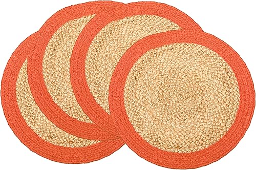 Miniatura 14 de CHARDIN HOME Verona - Camino de mesa trenzado ovalado de yute y algodón, tamaño: 13 x 36 pulgadas, color yute natural con borde marrón Natural -