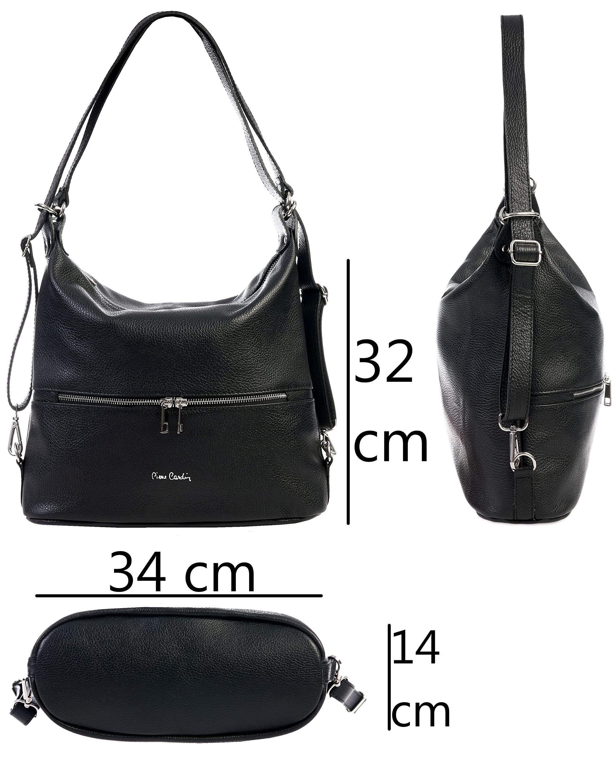 Pierre Cardin Borsa Donna in Vera Pelle, Grande Shopper a Spalla, Multifunzione, Elegante, Made in Italy