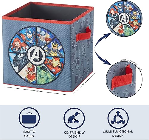 Miniatura 4 de Idea Nuova Marvel Avengers - Juego de dos espaciosos cubos de almacenamiento plegables, 10 x 10 pulgadas, Avengers  gris