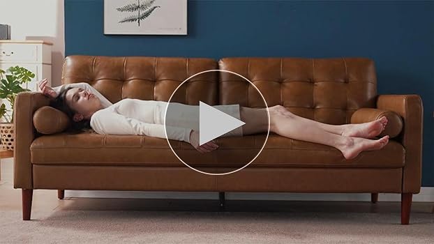 Amazon.com: AMERLIFE Genuine Leather Sofa, Mid-Century