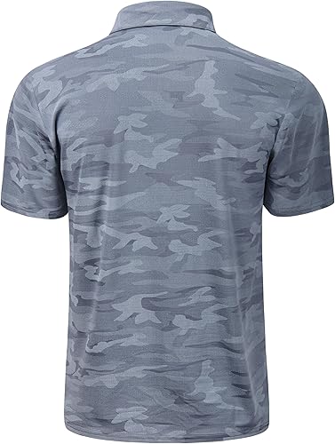 Miniatura 2 de TAPULCO Camisetas tipo polo de secado rápido para hombre, diseño de camuflaje, atléticas, ligeras, transpirables, casuales, para golf