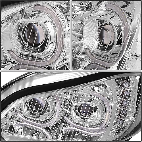 Miniatura 7 de DNA MOTORING HL-HAY-015-CH - Par de faros delanteros de señal de giro DRL con doble LED Halo, proyector de haz altobajo, compatible con 03-19