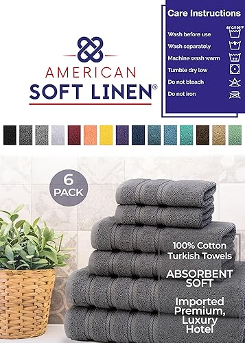 Miniatura 6 de American Soft Linen - Juego de toallas de 100 % algodón turco, absorbentes, duraderas, suaves y mullidas, toallas de baño de hotel y spa de 22 ozm,