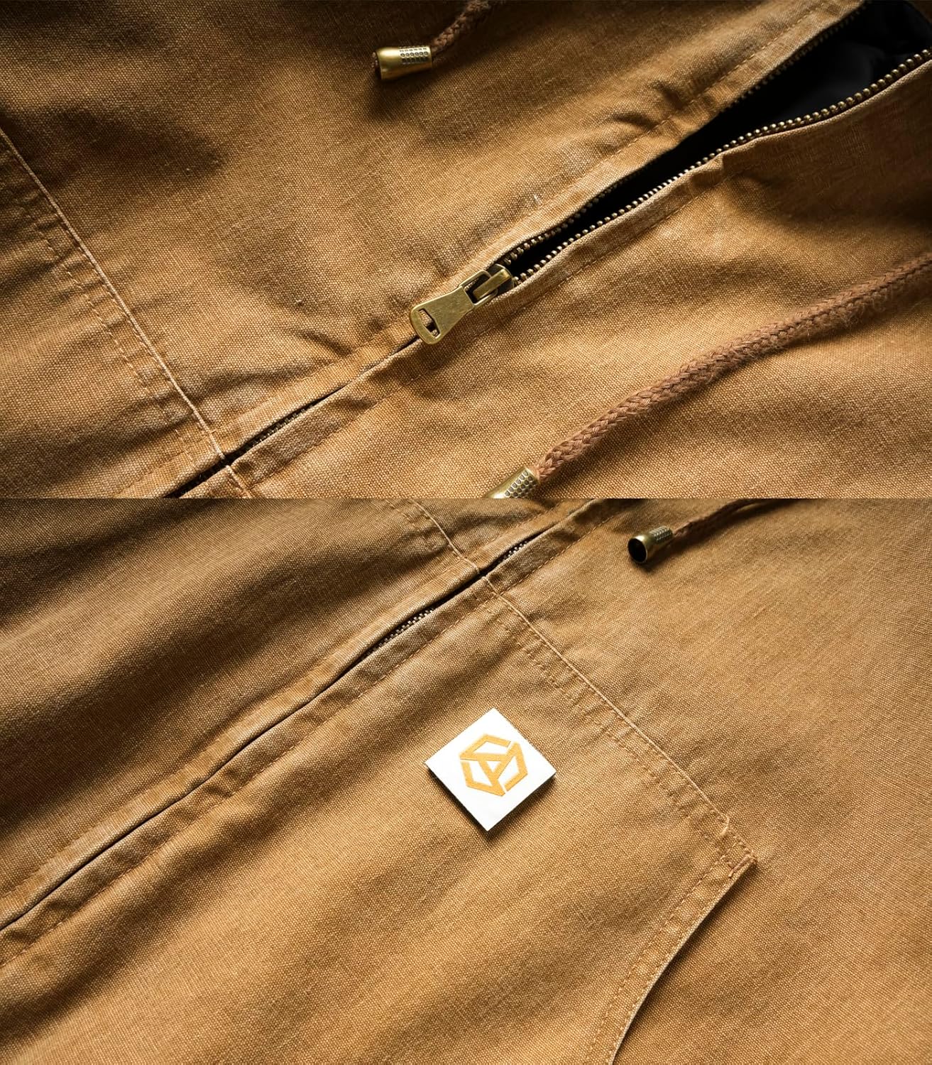 INVACHI Men's Winter Work Jacket,Warm Quilted Cotton-Lined Outdoor Workwear, Hooded Cotton Warm Jacket