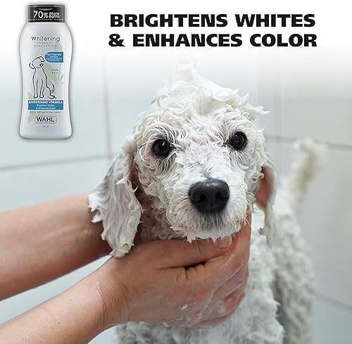 Miniatura 9 de Wahl USA - Champú blanqueador con aroma a pera blanca para mascotas, blanqueamiento y control de olores de animales con resultados suaves y sedosos
