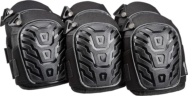 Amazon Basics Professional Knee Pads, Heavy Duty Foam Padding, Comfortable Gel Cushion, Adjustable Easy-Fix Clips, Black, 6 Pairs