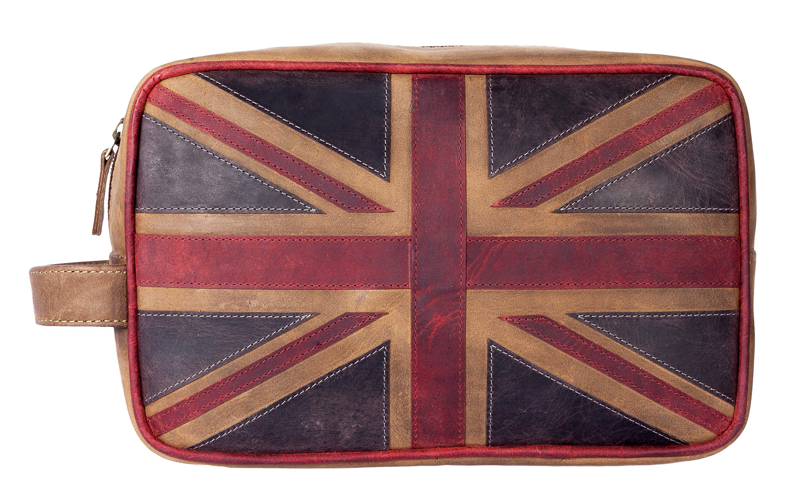 Mala Leather Męskie / chłopięce przybory toaletowe miękka skóra torba do mycia Union Jack