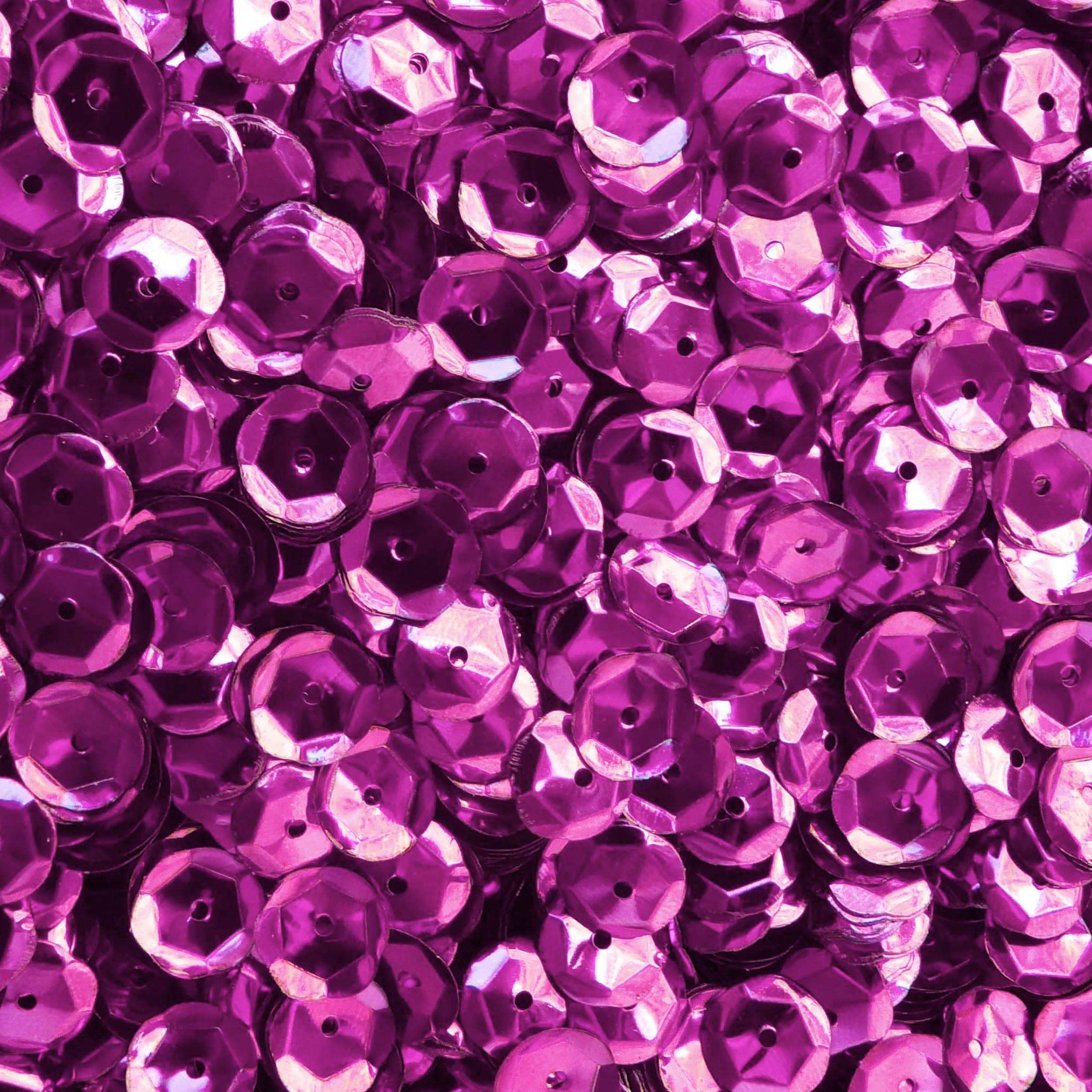 10mm Cup Sequins Orchid Pink Metallic Medium Hole Made in USA