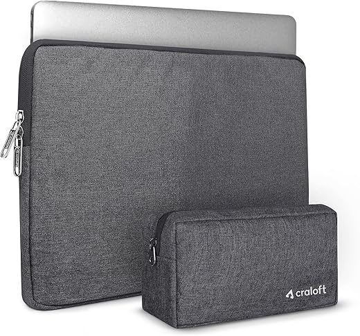 Craloft Polyester Laptop Sleeve Cover Bag 14 Inch with Charger Pouch for Dell/Hp/Asus/Lenovo/Acer (Grey_L26)